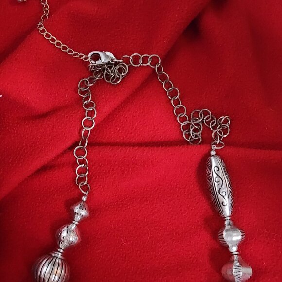 Chico's Vintage Chunky Lime and Silver Tone Beaded 39" Necklace with 5" Extender - Picture 14 of 16